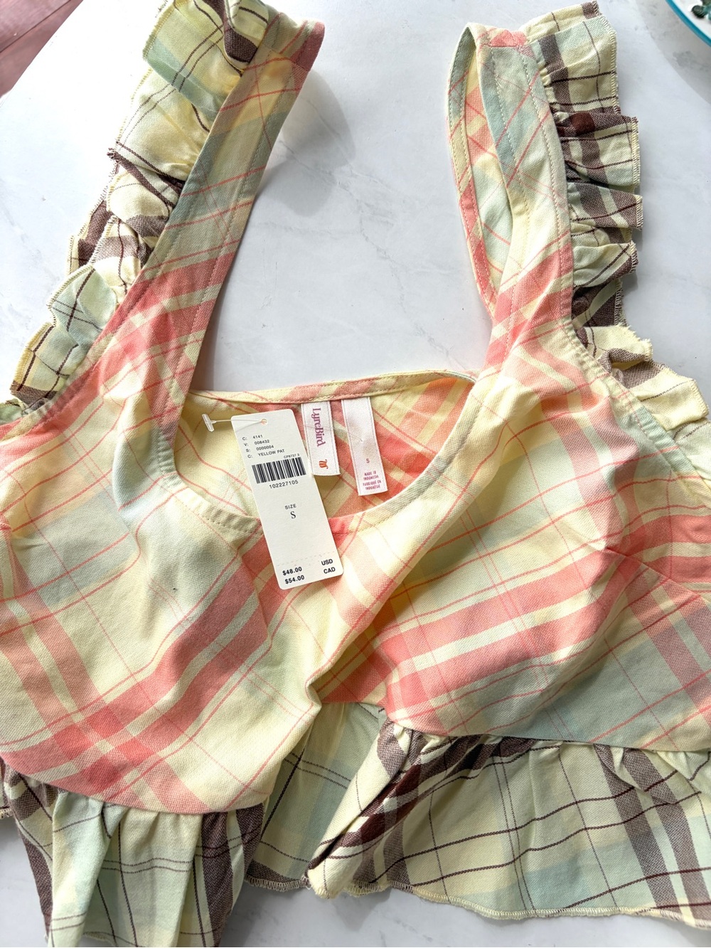 NWT Anthropologie LyreBird Ruffle Flannel Crop Top 100% Cotton Size S - Picture 4 of 7